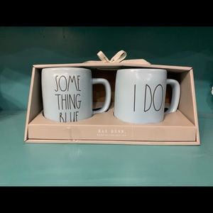 Rae Dunn Something Blue & I Do mugs.